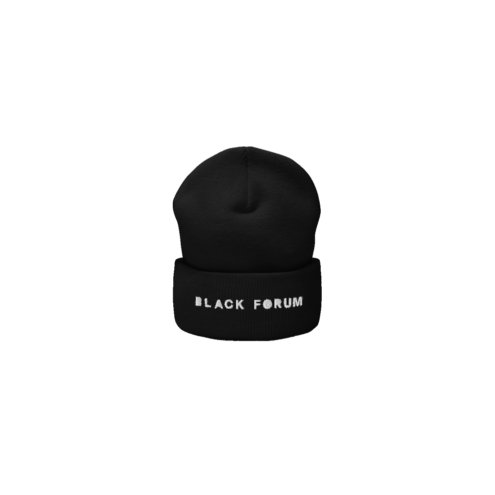 "Black Forum" Text Logo Black Beanie