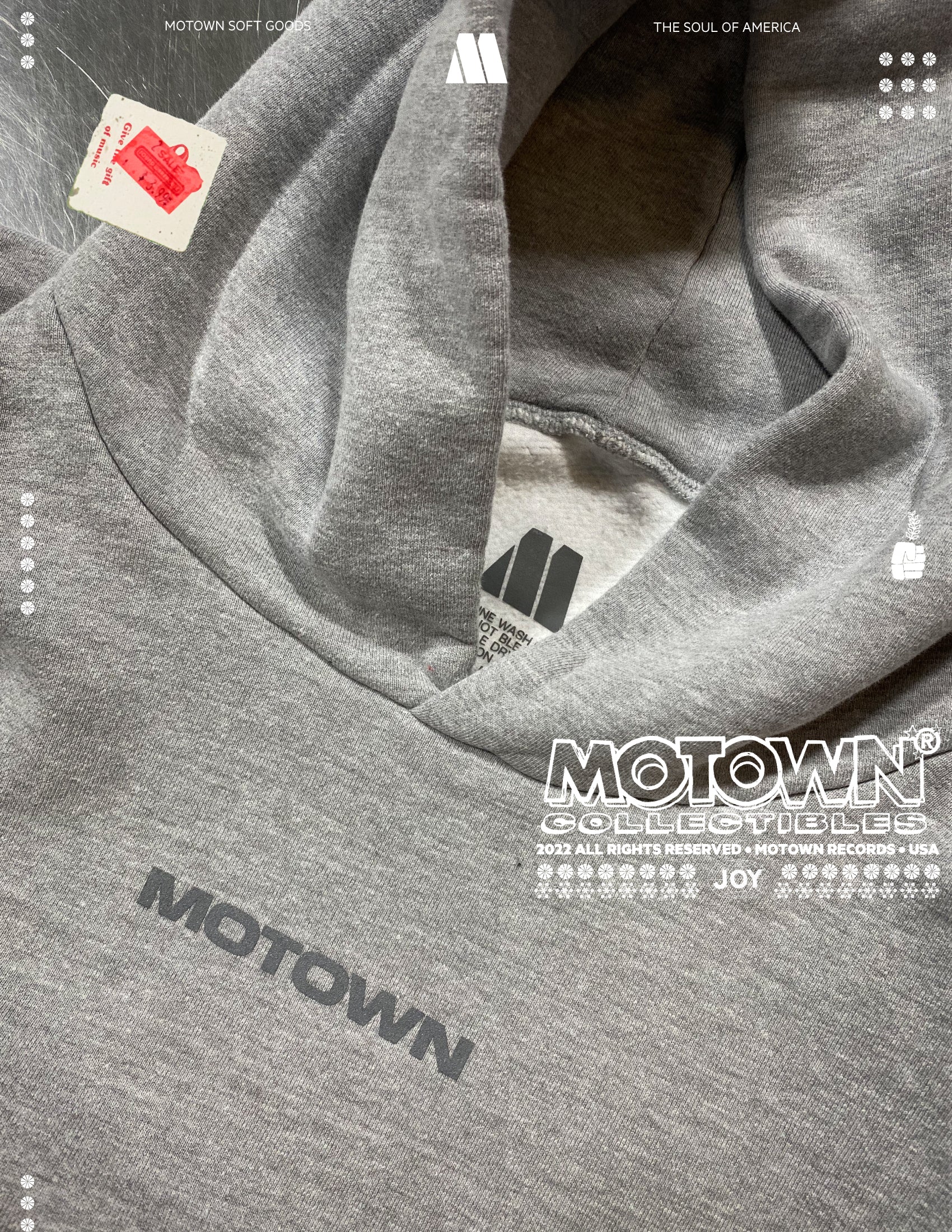 Grey Motown Essentials Hoodie tag